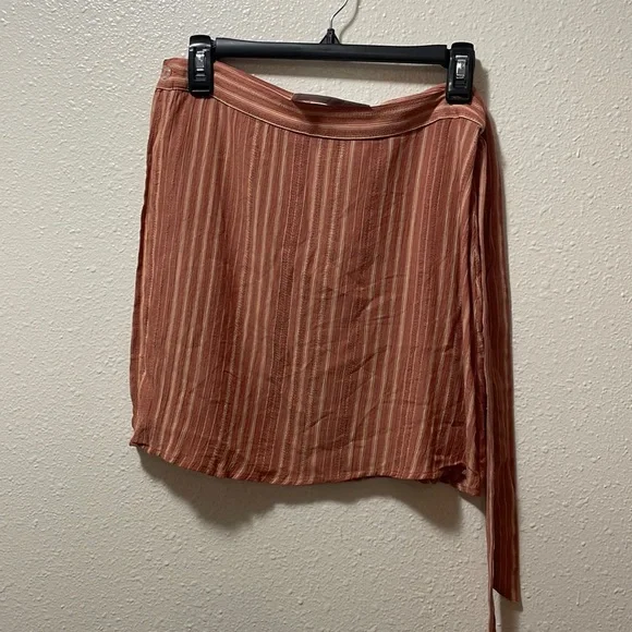 Rust Orange and Cream Wrap Skirt - Picture 2 of 6